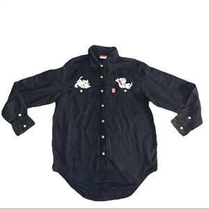Disney’s 101 Dalmatians Black Button Up Shirt by Jerry Leigh Size Small Vintage